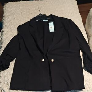Women's Black Double-Button Blazer Jacket